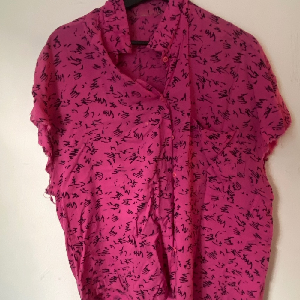 VINTAGE PINK BUTTON UP SHORT SLEEVE